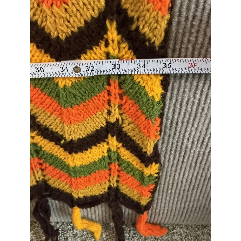 VTG Afghan Chevron Crochet Zig Zag Throw Yellow Orange That 70's Show Boho Retro